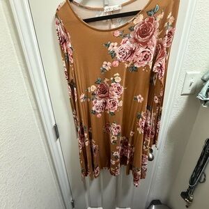 Medium Floral Dress with Pink and Green Accents